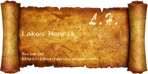 Lakos Henrik névjegykártya